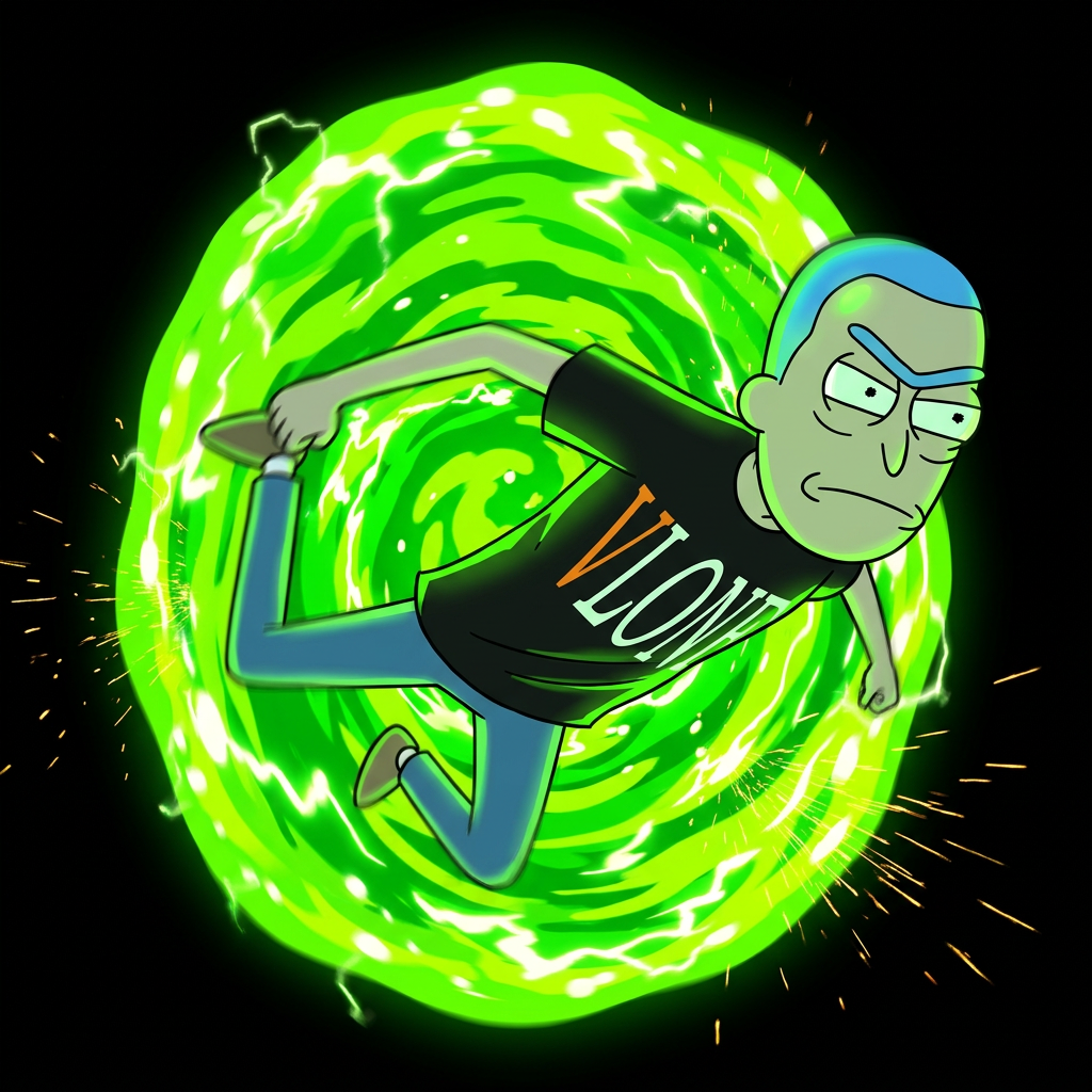 Vlone Rick jumping through a portal