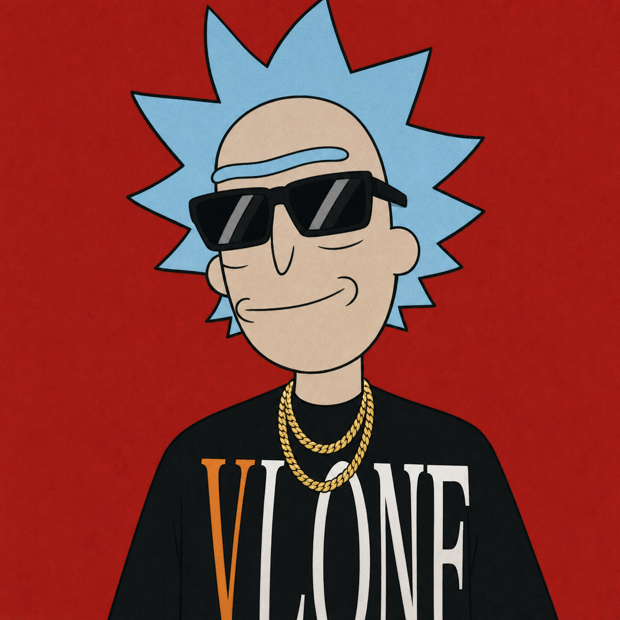Vlone Rick portrait with chains